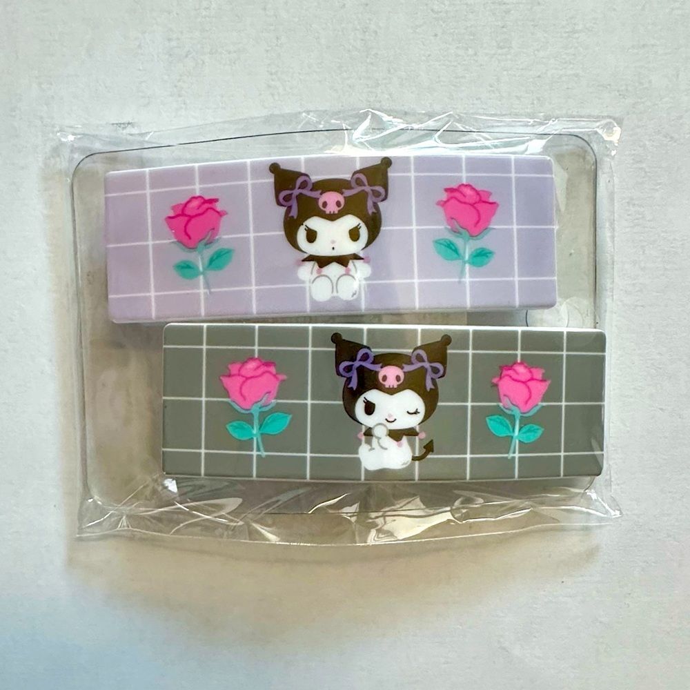 NWT Sanrio Kuromi 2-Piece Hair Clip Set with Roses